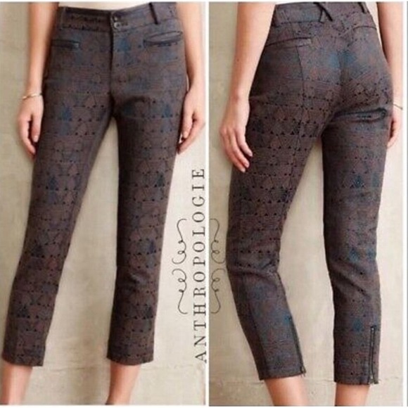 CARTONNIER Anthropologie Geometric Pattern Charlie Ankle Pant, Size 6 - Picture 1 of 9